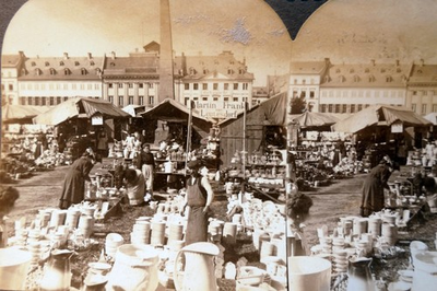#ad Keystone Stereoview Card #385 Open Air China Market Koblenz GERMANY antique $14.24