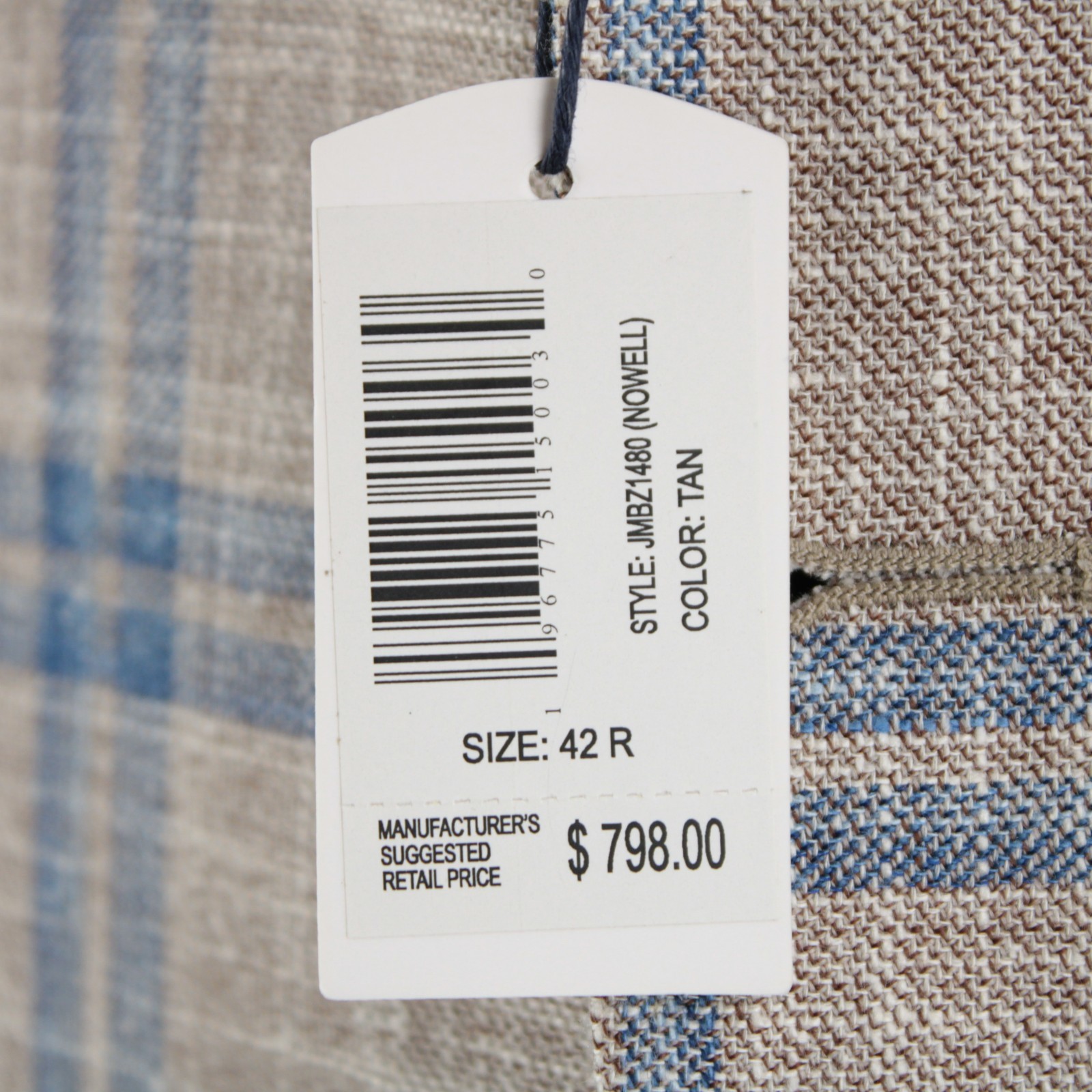 Johnnie-O NWT Wool Blend Sport Coat Size 42R US Nowell In Tan w/ Blue Plaid