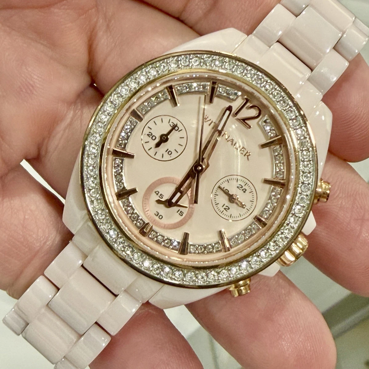 Wittnauer Ceramic Crystal Dial Watch 39mm White Rose Gold Quartz Women New Wittnauer Women main image 4