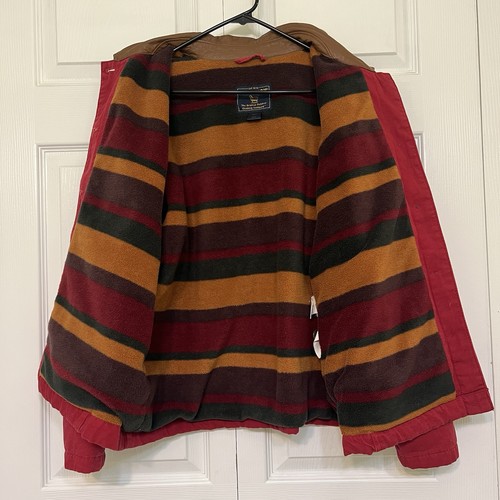 Vntg Woolrich Chore Barn Blanket Fleece Lined Jacket Ruby Red Women’s XL - Picture 2 of 14
