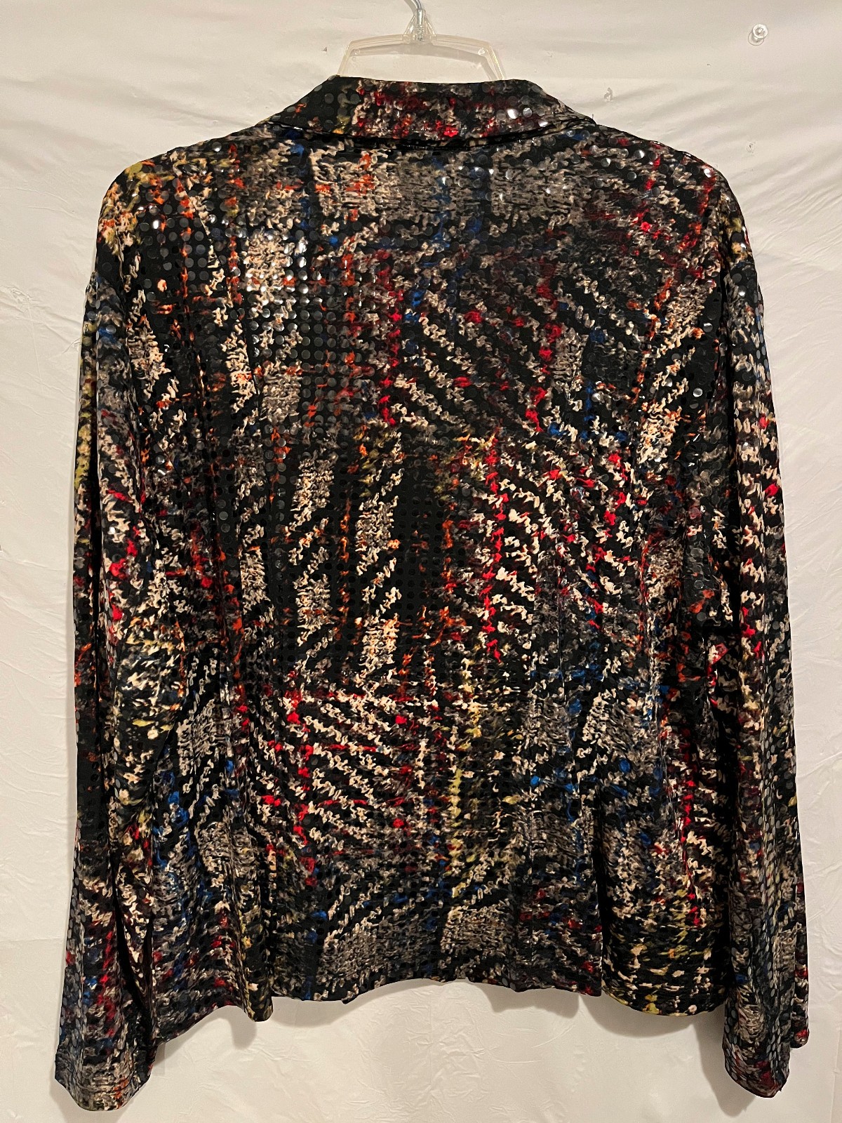 N Touch Sequin Zip Jacket Multicolor Abstract Pat… - image 3