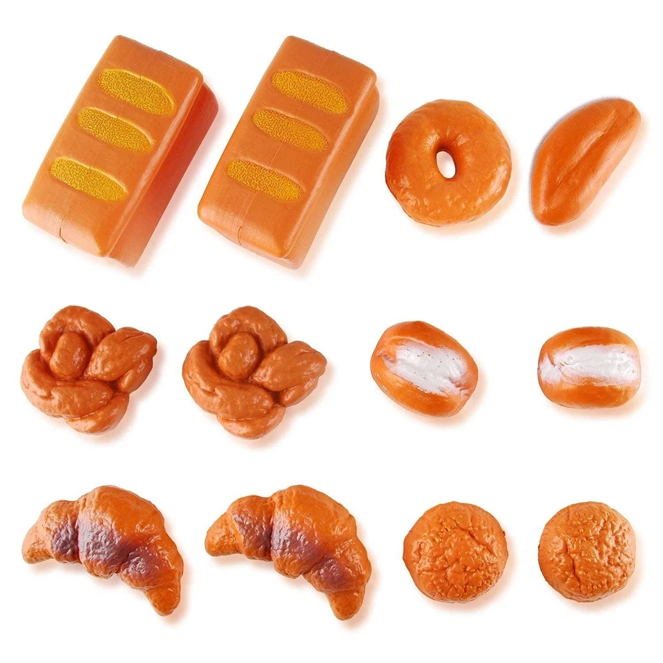 12 PCS Fake Bread Pastries Set - Realistic Plastic Pretend Play Food Toy - Image 3 of 4