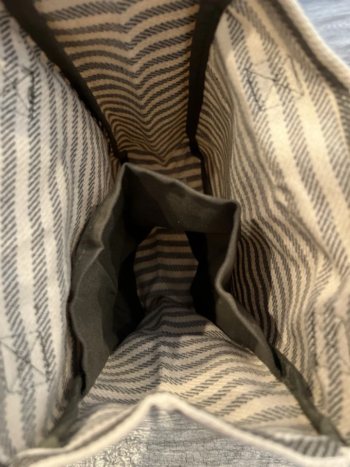 Thirty One Twice as Nice Tote Olive Twill Stripe AD78 Wine Pocket NWT Bag Purse - Image 4 of 4