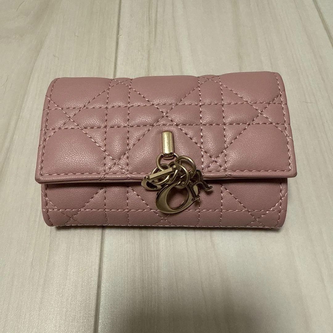 Portefeuille Dior Glycine cuir rose porte monnaie occasion excellent état