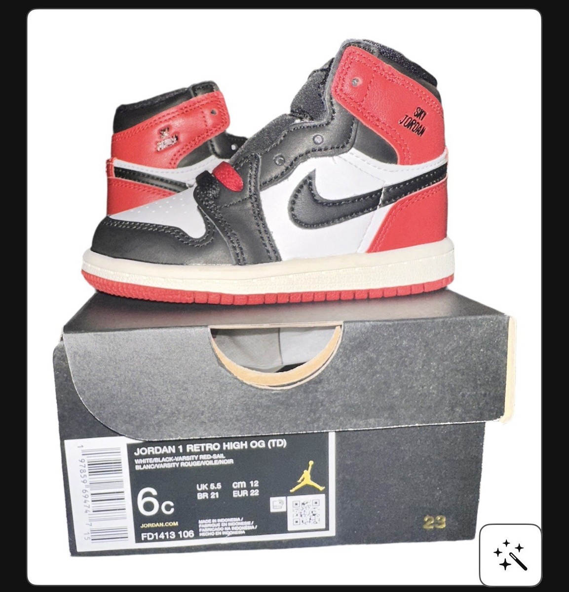 スニーカー NIKE AIR JORDAN 1 RETRO HIGH OG TD Jordan 1 Retro High OG (TD) Kids 6c FD1413 106 | eBay
