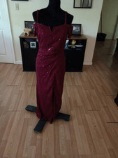Medium Candalite Burgandy Spaghetti Strap Off Shoulder Special Occasion Dress