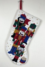 Nutcracker Quartet Christmas Stocking Needlepoint Punch Needle Large Colorful