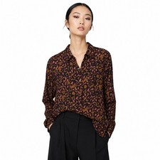 Scotch Soda Maison Scotch Leopard Print Button Down Shirt Brown Pink Medium