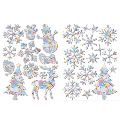 Weihnachts-Fensteraufkleber, wiederverwendbar, Elch-Schneeflocken-Aufkleber, win