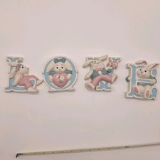 Vintage Bunny Wall Plaques Set of 4 1980s Nur...
