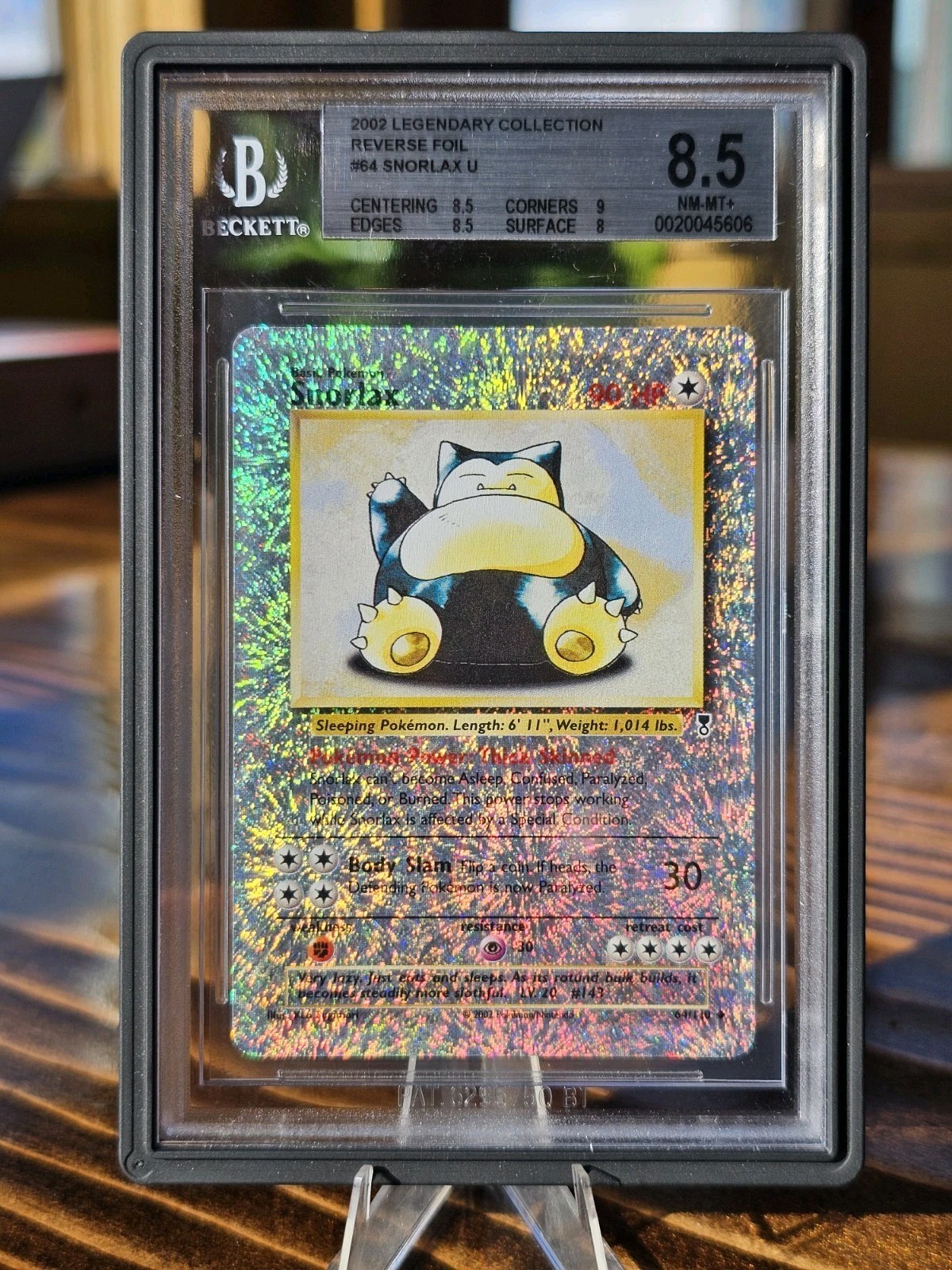 2002 Legendary Collection Snorlax #64 Reverse Foil Card BGS 8.5