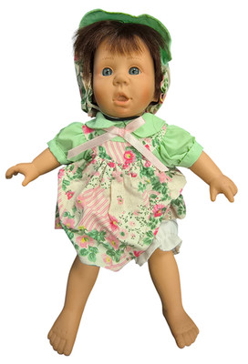 Vintage GIGO My Pals Doll 11''Girl w/ Green And Floral Outfit, Expressive Face