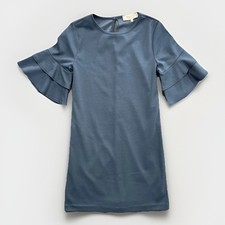 Brass & Roe Midi Dress Women's Small Turquoise Ruffle Sleeves Party Minimalist