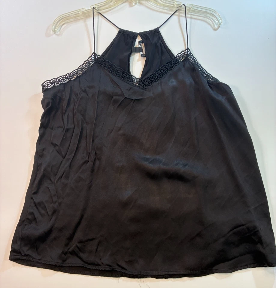 EXPRESS Negro SHORTO BABYDOLL Seda TEDDY TOP Brillante XL Halter Correa Festival LEER Foto 2 de 4