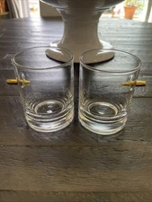 Set Of 2 Original BenShot Bulletproof 11 oz Rocks Glasses w/ Real 0.308 Bullet