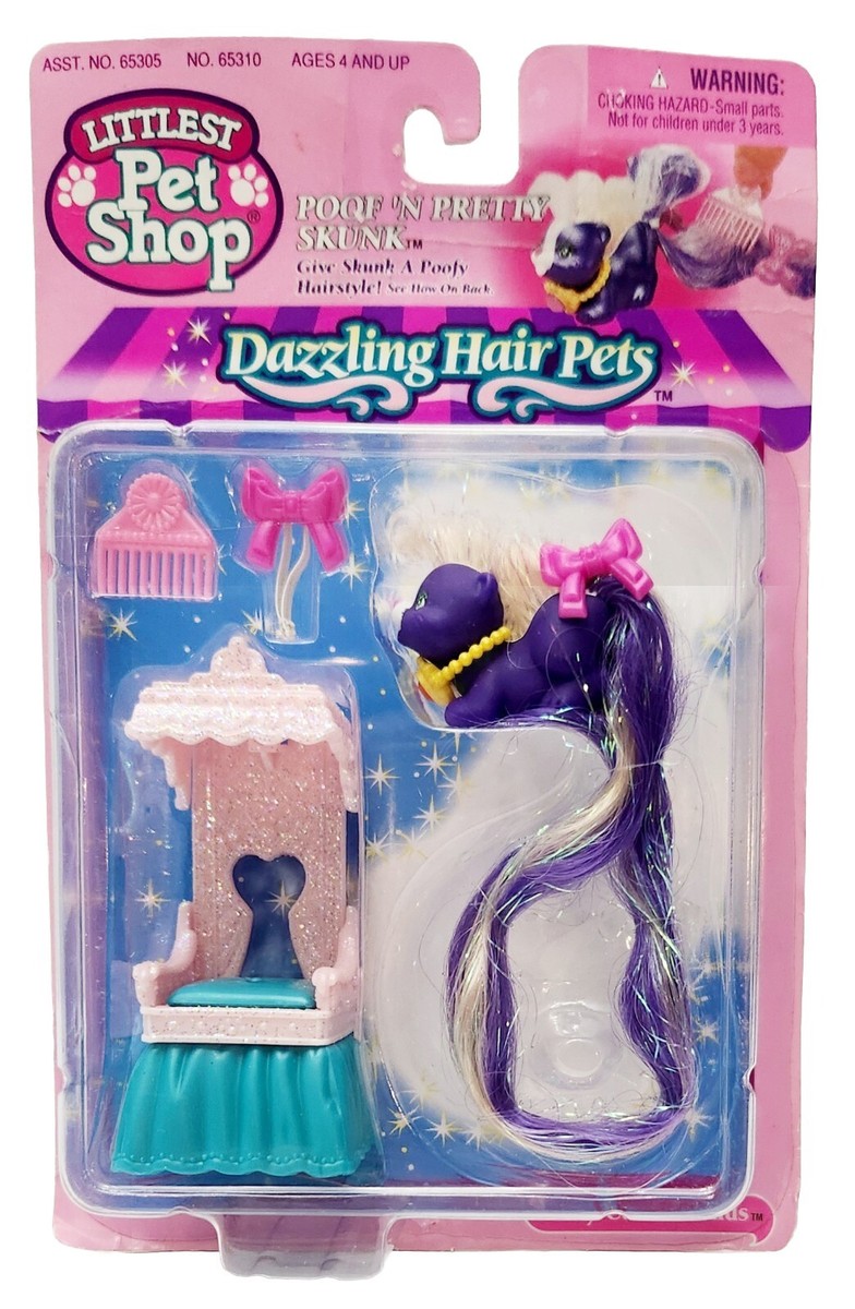 Kenner Littlest Pet Shop Dazzling Hair Pets, Poof 'N Pretty Skunk