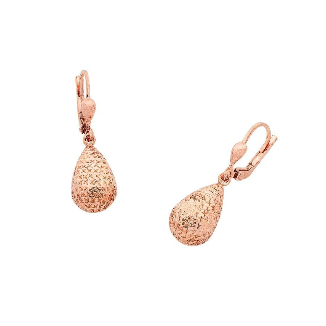 Bevilles 9ct Rose Gold Silver Infused Pear Shape Drop Earrings eBay