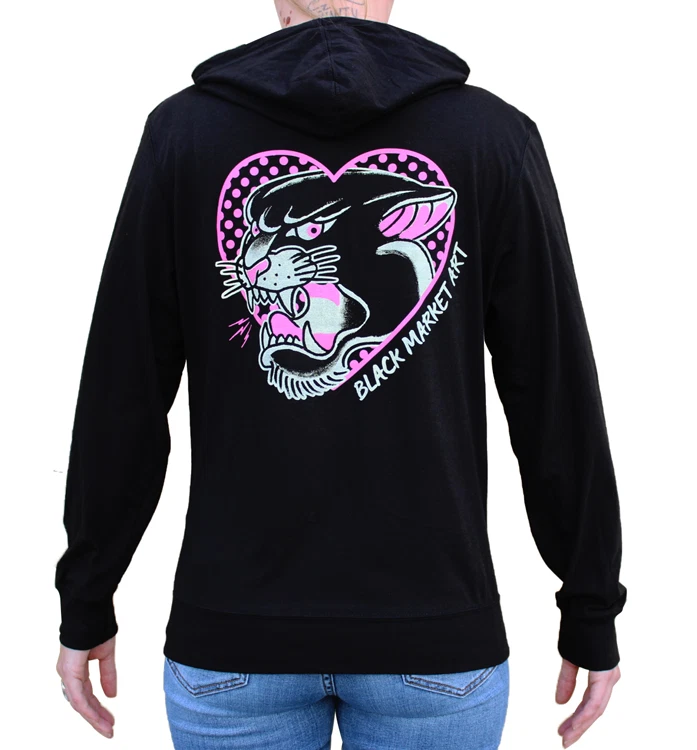 Black Market Art Pink Panther Tattoo Women's Hoodie Artist Adi S-M-L-XL-XXL NWT - Image 4 of 4