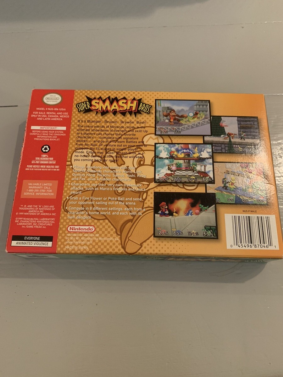Super Smash Bros Nintendo 64 N64 in Box OEM Authentic Tested