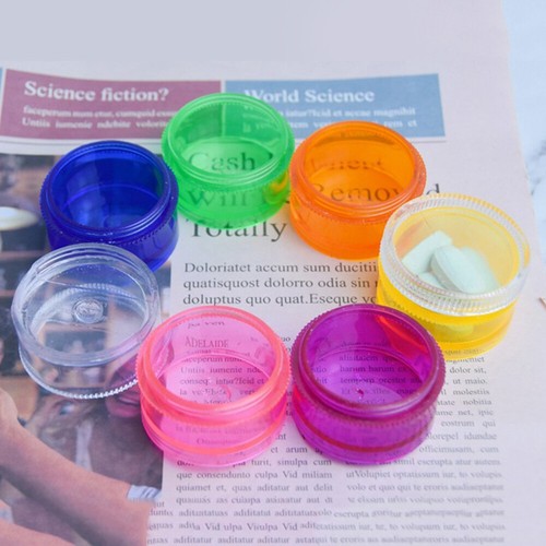 7 Day Weekly Medicine Tablet Pill Box Organizer Round Stackable Container - - Picture 8 of 20
