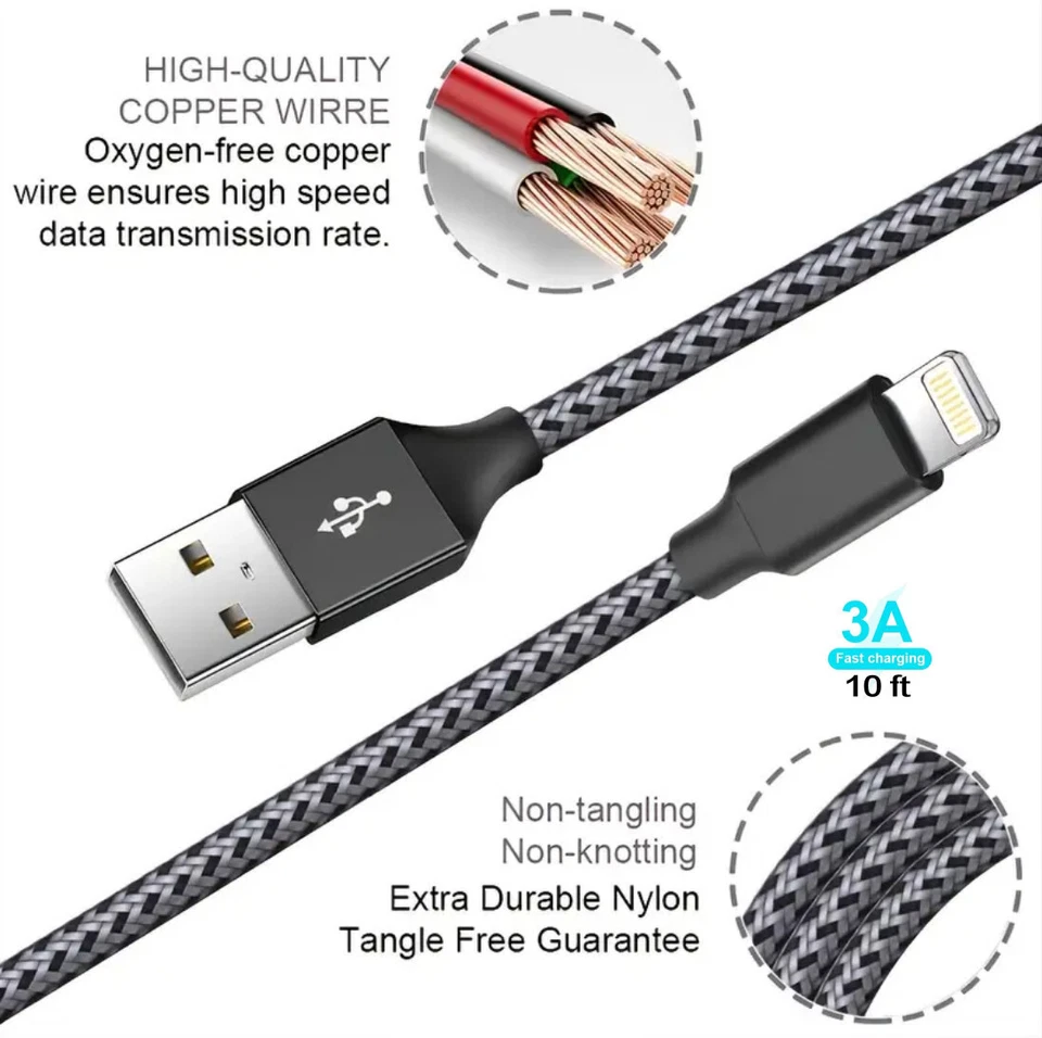 Cabo de carregamento rápido 10 pés tipo sincronização carregador - Imagem 2 de 4