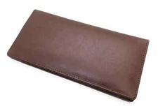 Vintage Hunter Brown Genuine Leather Checkbook Cover Wallet Card Holder