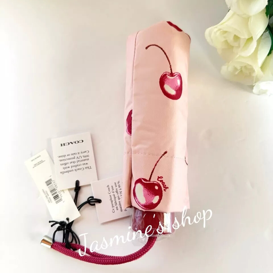 NWT Coach Uv Protecti Mini Umbrella In Cherry /blueberry /heart