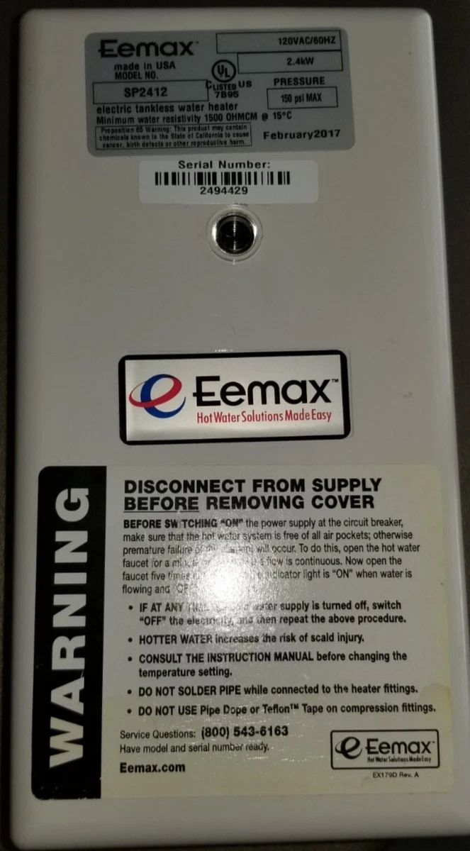 Eemax SP2412 Tankless Electric Water Heater Used Needs new element | eBay