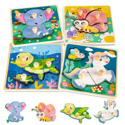 Wooden Jigsaw Puzzle Toddler Kids Animal Educational Toy Montessori Puzzle Toy