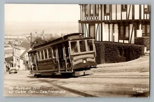 San Francisco California Russian Hill Cable Car Real Photo Postcard RPPC 1930-50