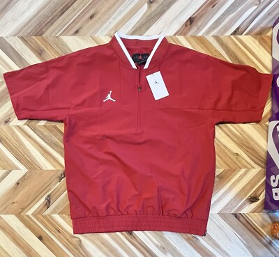 $75 Nike Air Jordan Short Sleeve 1/4 Zip Golf Jacket Masters Cherry Red Men s M