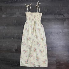 Girls Sun Dress Yellow Colorful Floral Tie Sleeve Sleeveless Size Large