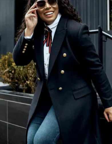 Zara black coat with gold cheap buttons