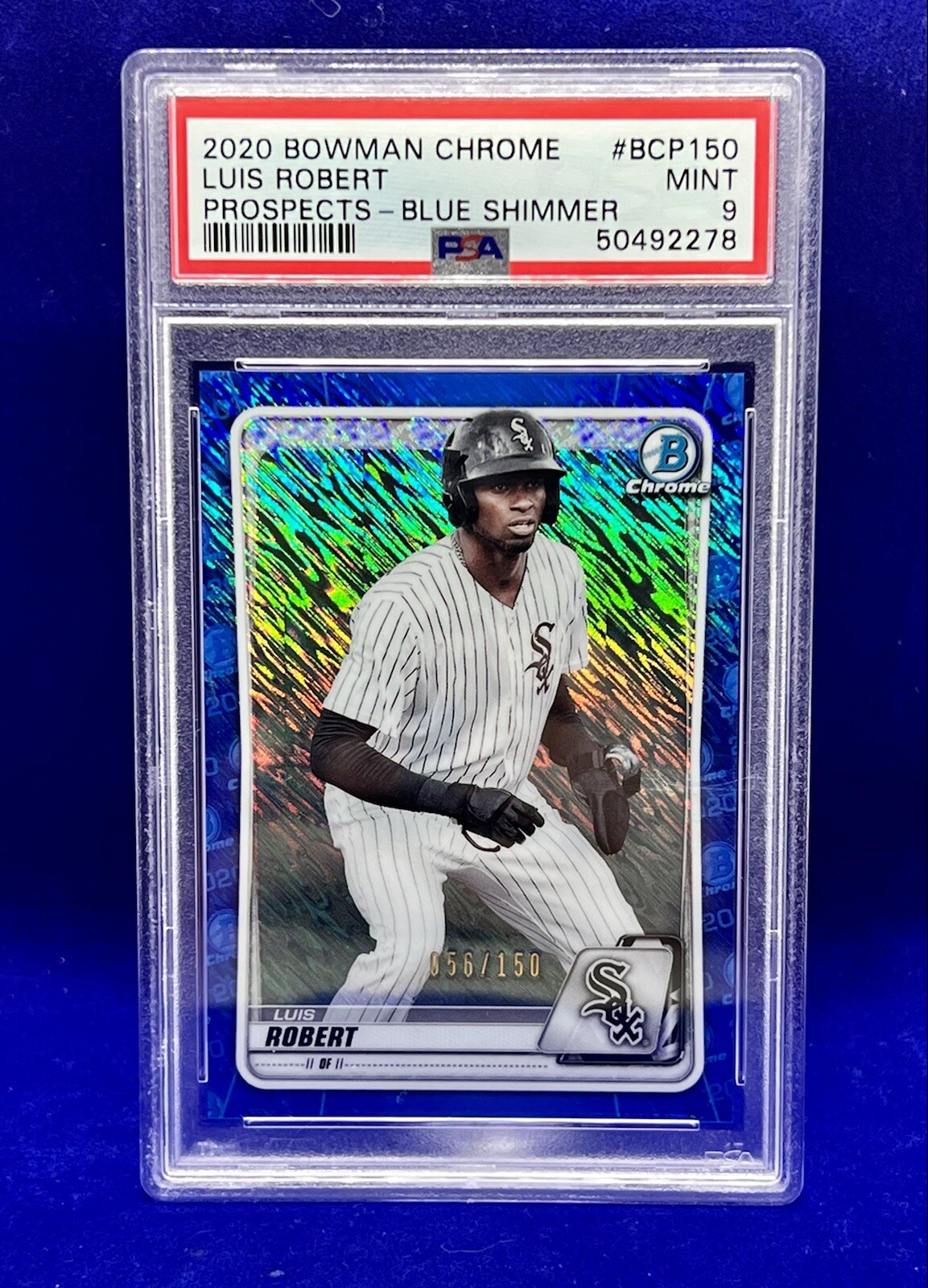 Luis Robert /150 2020 Bowman Chrome Blue Shimmer Refractor PSA 9 RC