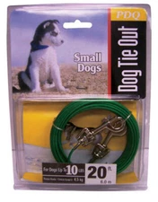 PDQ Green / Silver Vinyl Coated Cable Dog Tie Out Small 20 ft Q222000099