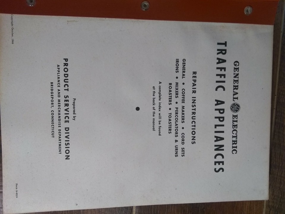 Vintage General Electric traffic appliances repair instructions.1944 eBay