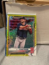 2021 Bowman Chrome Prospects Yellow SPARKLE efractors C.J. Chatham/75! FL22