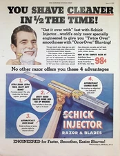 VINTAGE 1950s Print Ad ~ Schick Eversharp Injector Razor & Blades ~