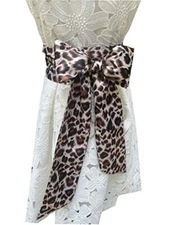Leopard Print Satin Sash Belt For Dresses Gift For Birthday and Family Top