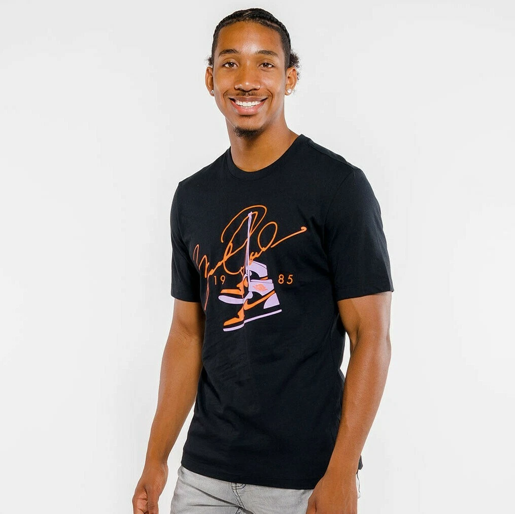 Nike Jordan AJ85 Cotton Tee T Shirt Men s Black Orange Purple