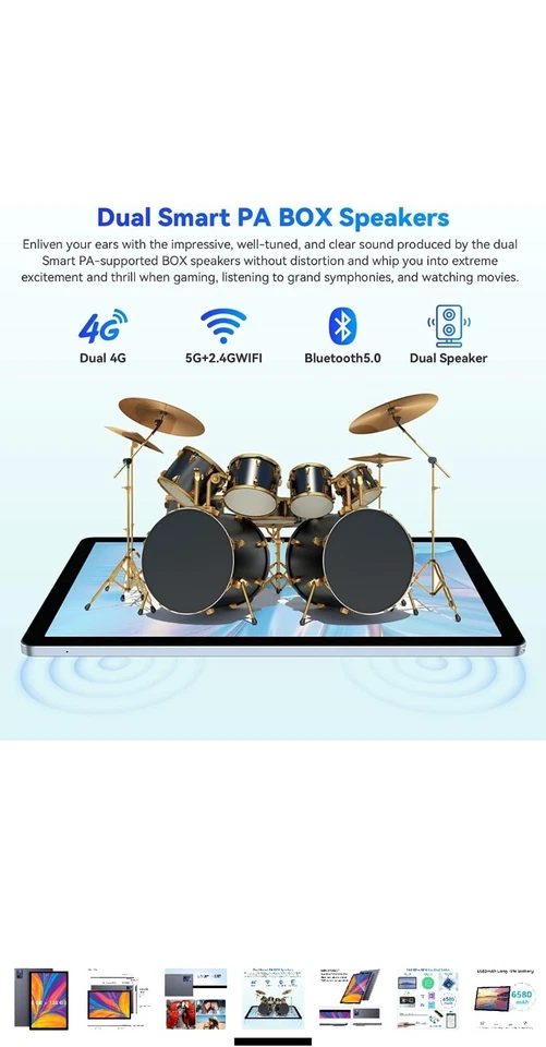 TENYIDA 10.1" Inch Android Tablet PC， Unlocked Phablet 8GB RAM 128GB Storage... - Image 4 of 4