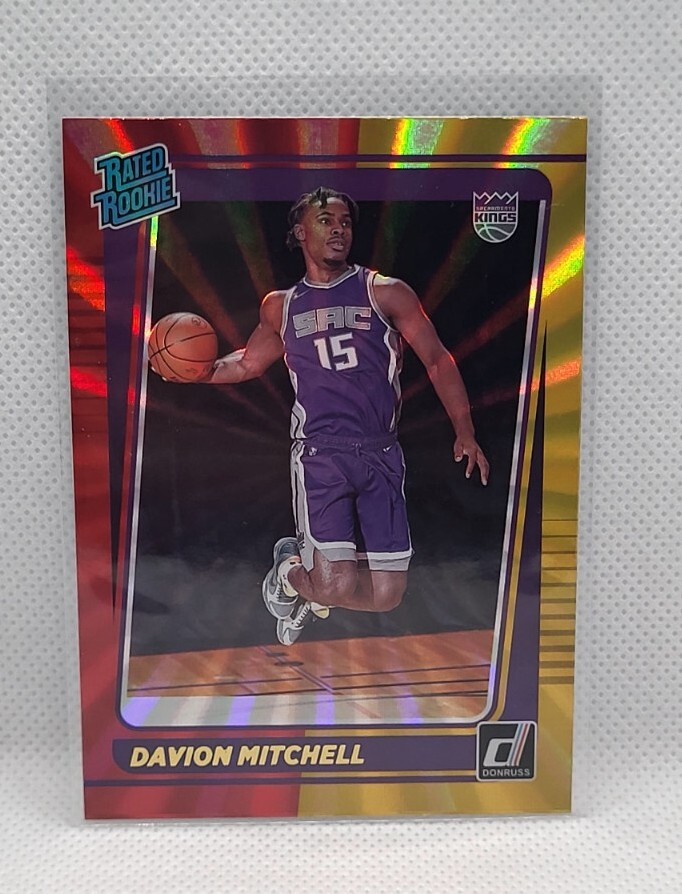 Davion Mitchell 2021-22 Donruss Rated Rookie Red Gold Laser #205 Kings RC