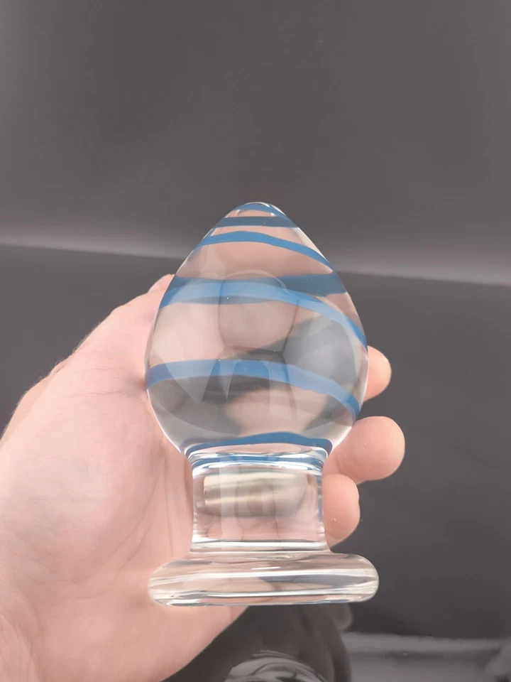 Enorme tapón trasero de vidrio grueso extra grande estiramiento anal grande tapón de peso pesado Foto 2 de 4