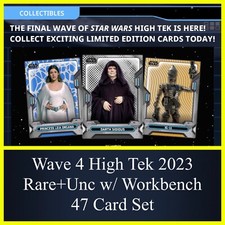 WAVE 4 HIGH TEK 2023 RARE+UNC w/WRKBENCH 47 CARD SET-TOPPS STAR WARS CARD TRADER