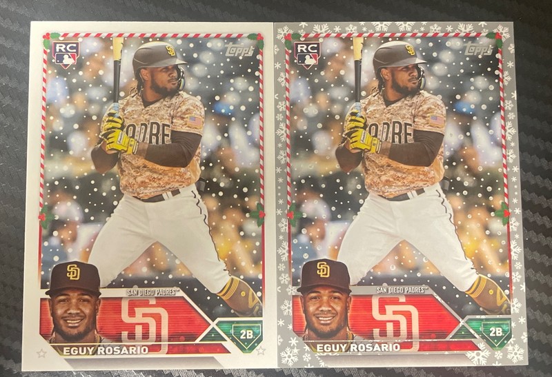 2023 Topps Holiday Eguy Rosario RC Metallic Snowflake Parallel and base #H28