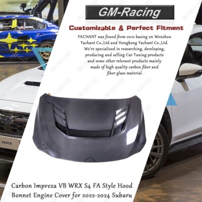 Carbon Impreza VB WRX S4 FA Style Hood Bonnet Engine Cover for 2022-2024 Subaru
