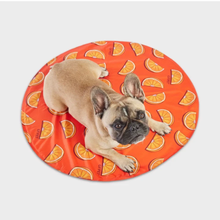 GF Pet New Summer Cooling Pet Dog Mat Ice Pad Dog Sleeping Size S Orange Round