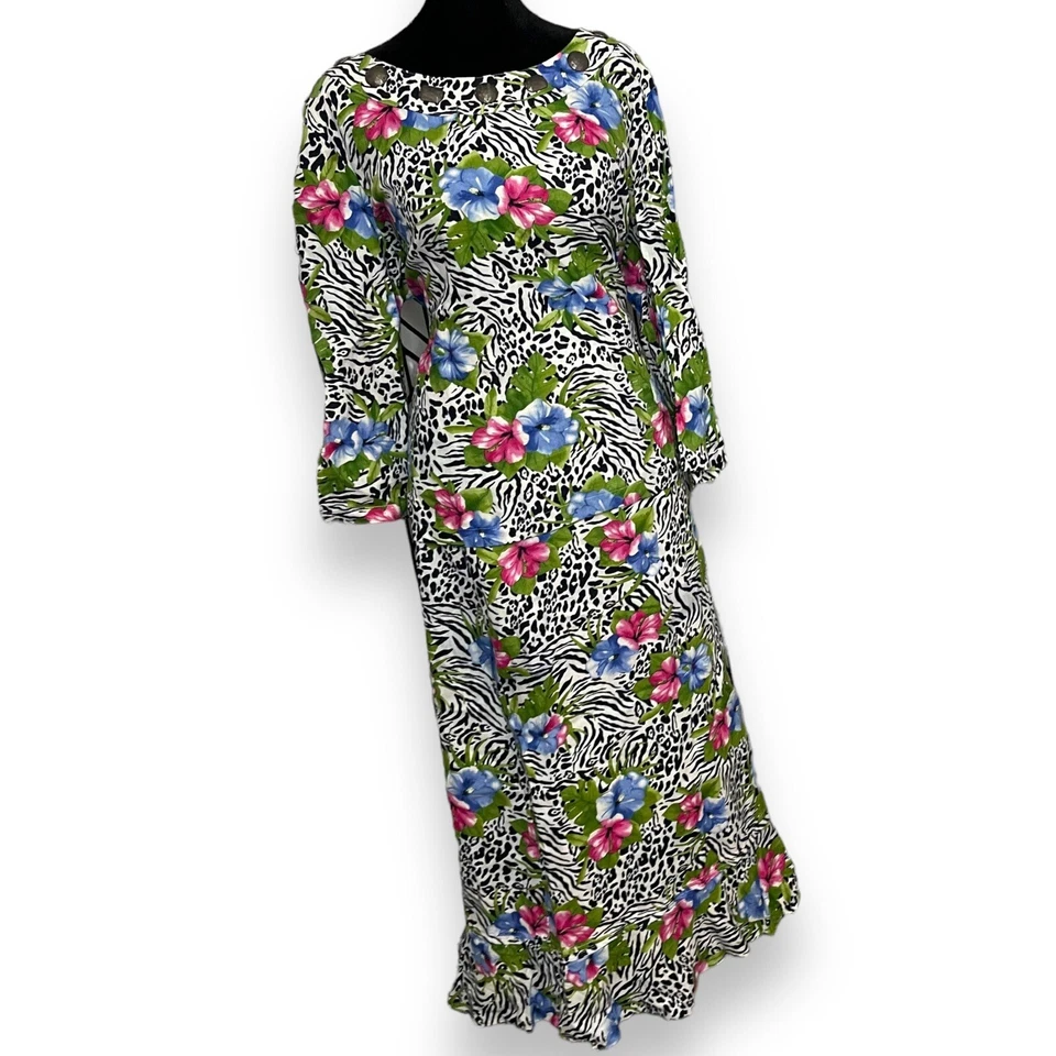 Conjunto de falda de dos piezas Choices para mujer grande multicolor lino cebra estampado floral Foto 3 de 4