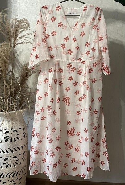 Women Dress Red Chiffon 38 / M / 46