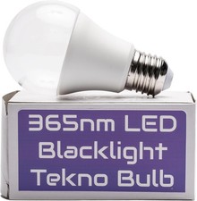 Tekno LED 365nm Blacklight Bulb - 12 watts/110 Volts/UV 365nm/A60 Base, Glow...